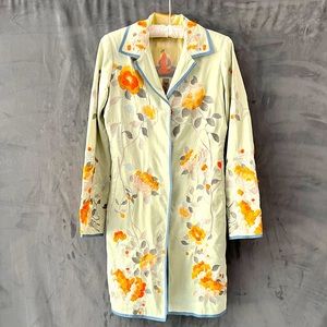 Biya Johnny Was green/multi-color embroidered floral jacket. Size S/M.